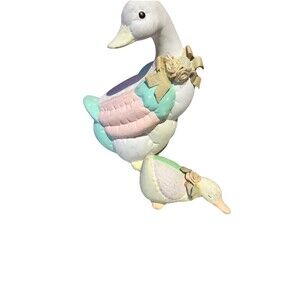 Vintage Enesco Duck Figurines Set Pastel Easter Cottage Decor 1988